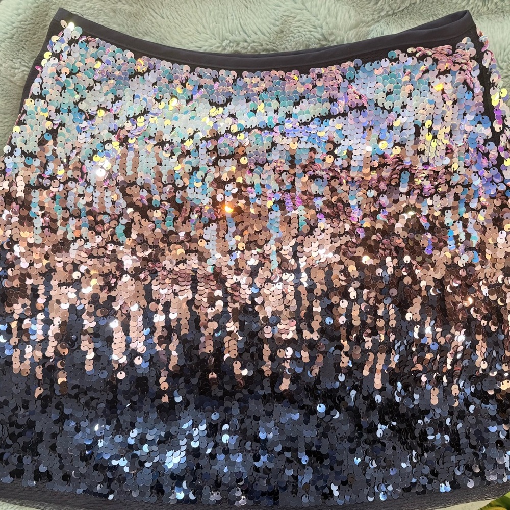 H&M Girls Sequin Ombre Mini Skirt in Pink and Blue